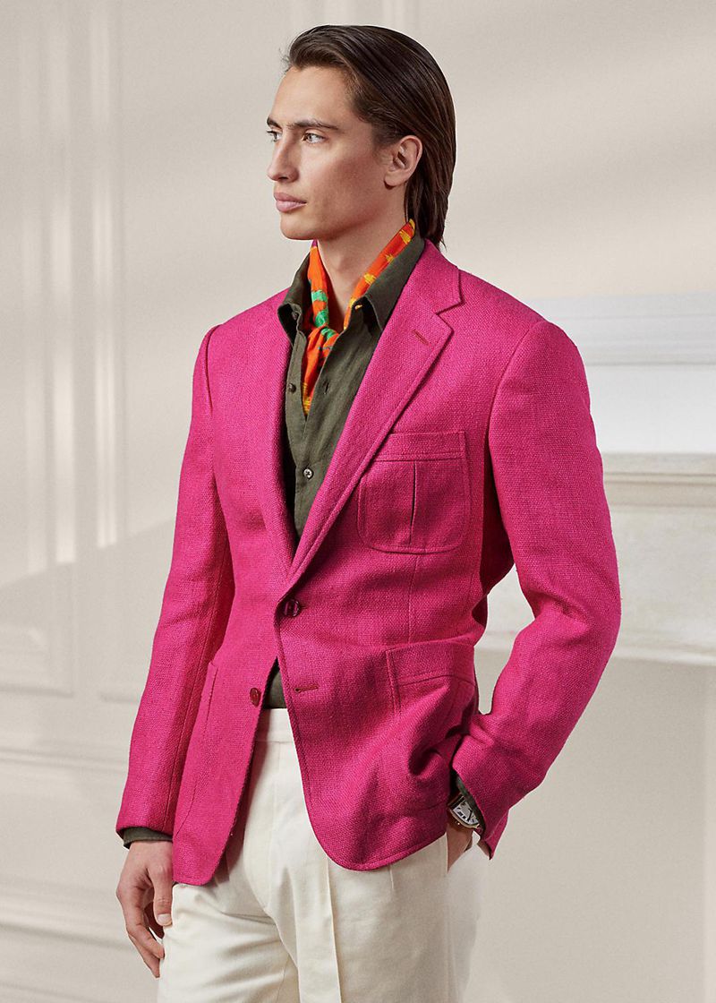 Blazer Purple Label Hombre Kent Basket-Weave Linen-Silk Sport Coat Chile Rosas USEOC-2451